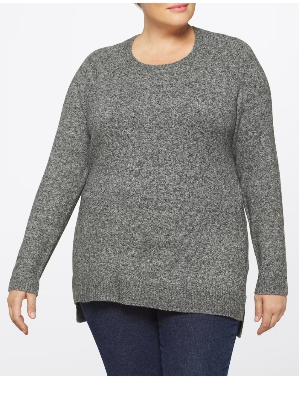 Market & Spruce Dark Gray Ryann Marled Textured Sweater - Picture 4 of 6